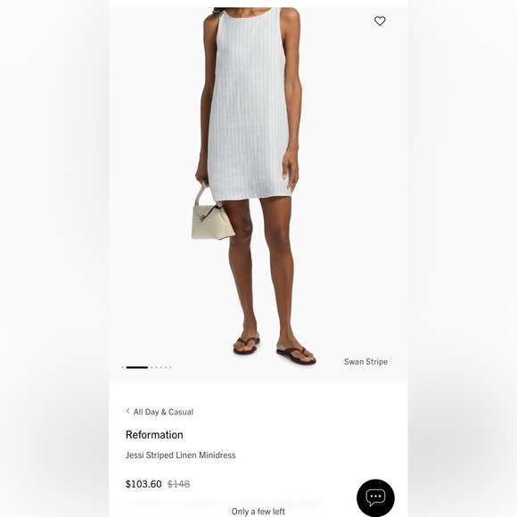 Reformation Jessi Linen Dress Swan Strip - Picture 5 of 7